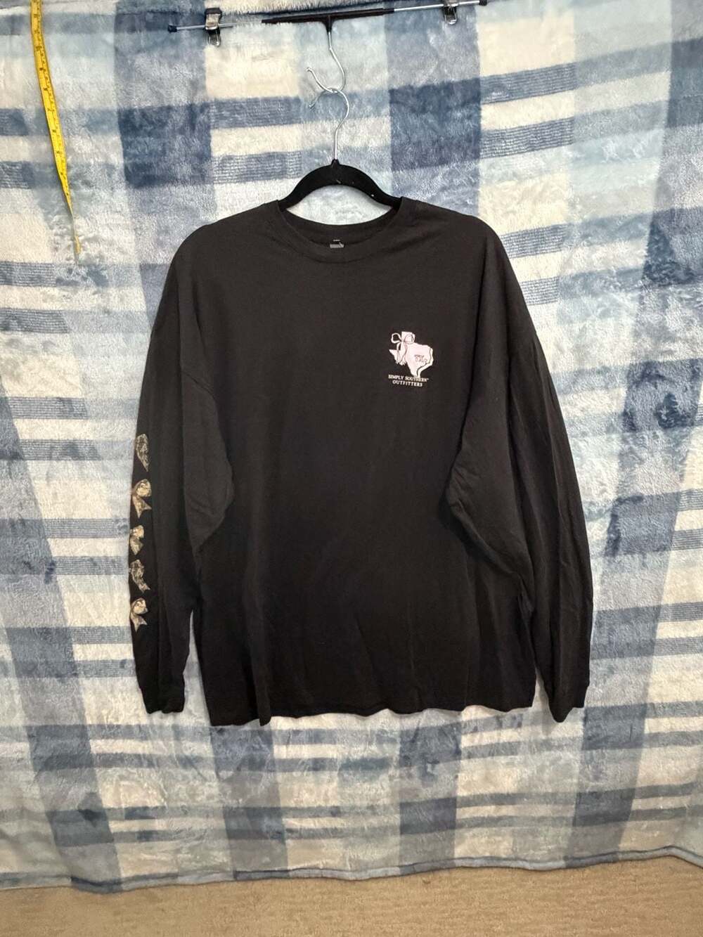 Simply Southern Outfitters Texas Camo Bow Long Sleeve T-Shirt Black XXL